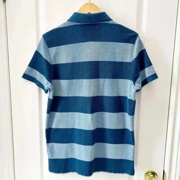 Tommy Hilfiger Mens Polo Shirt Custom Fit Short Sleeves Teal Green Stripes Small - Picture 3 of 13